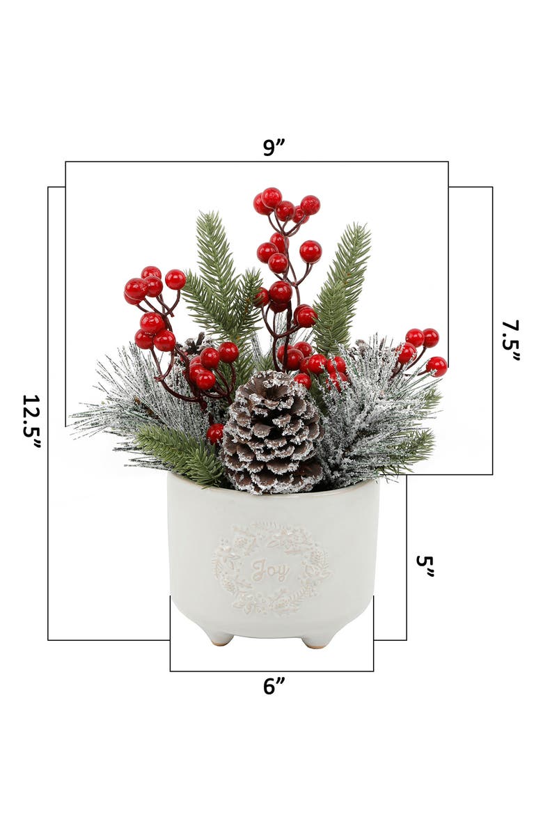 FLORA BUNDA Mix In Joy Christmas Wreath Ceramic Tabletop Decor, Alternate, color, Ivory