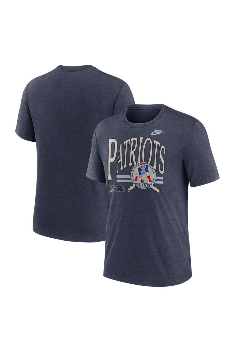 Men's Nike Heather Navy New England Patriots Rewind Tri-Blend T-Shirt, Main, color, Heather Navy