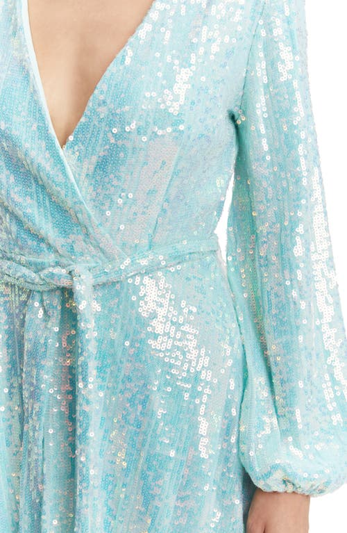 Bardot Bellissa Sequin Long Sleeve Minidress In Aqua