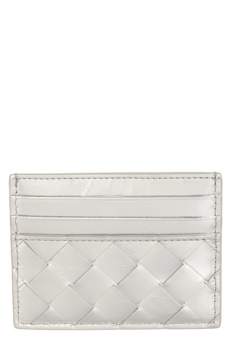 Intrecciato Metallic Leather Card Case (Women) | Nordstrom