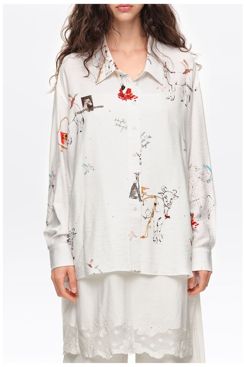 Oversized Animal Print Shirt, Main, color, COLLAGE ANIMAL CHAIN
