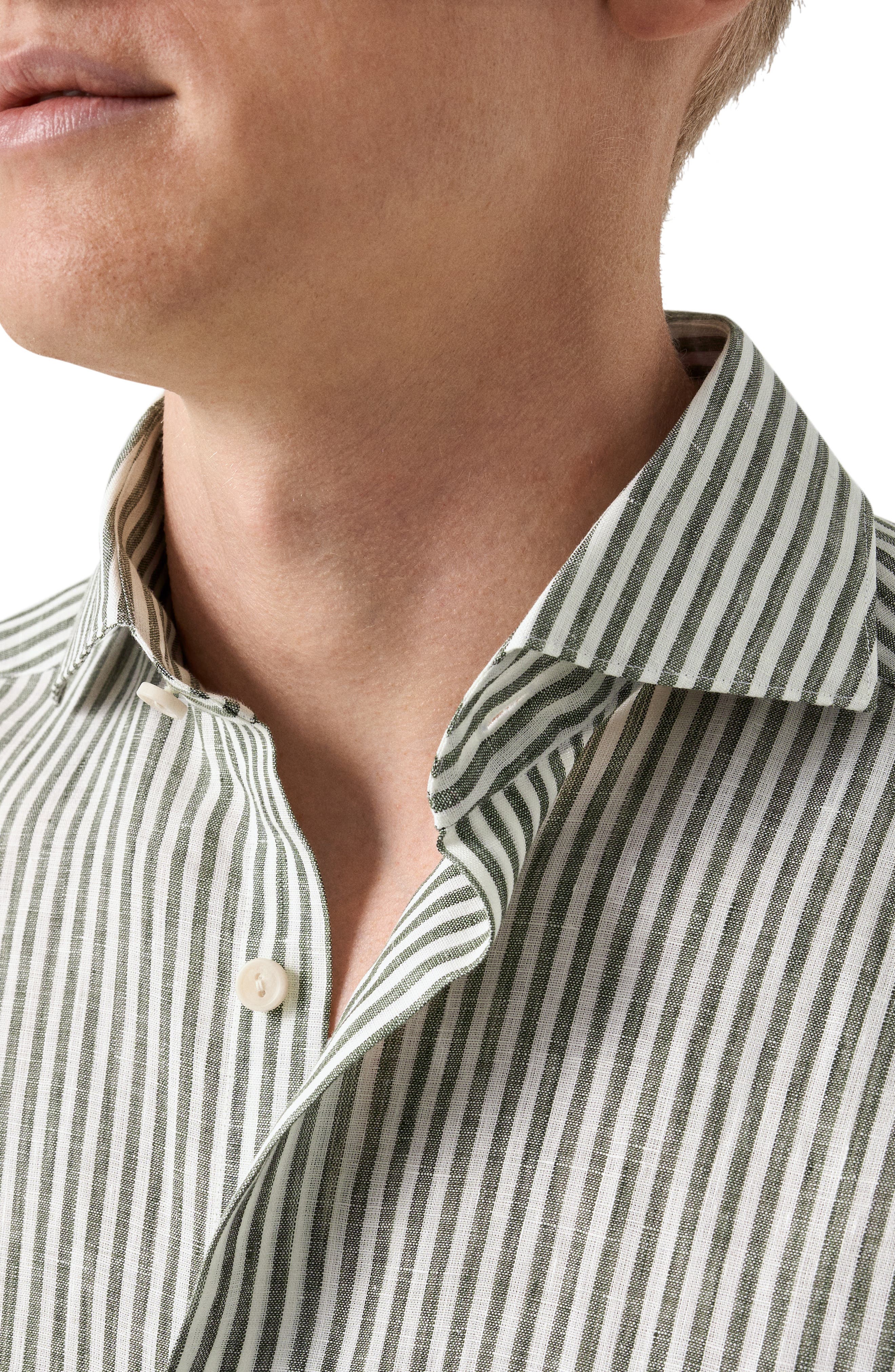 Regular Fit Bengal Stripe Linen Dress Shirt - image 4