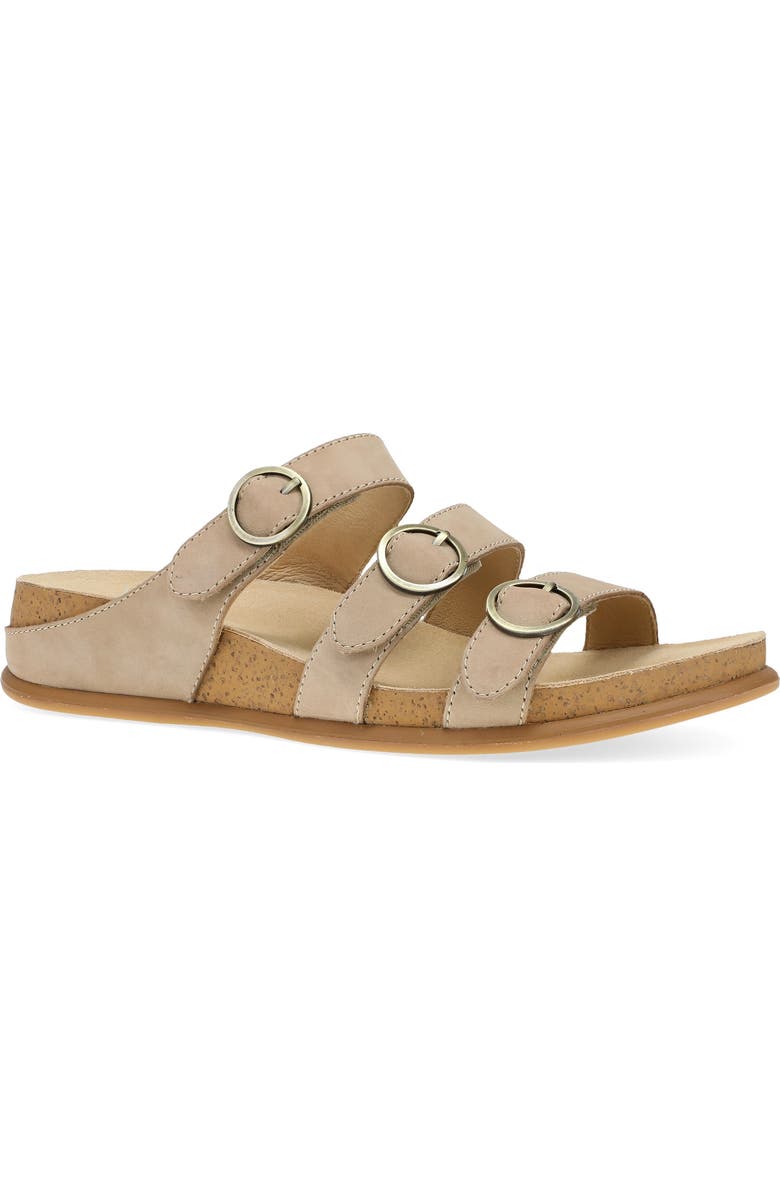 Dansko Campbell Platform Wedge Slide Sandal, Main, color, Sand Milled Nubuck