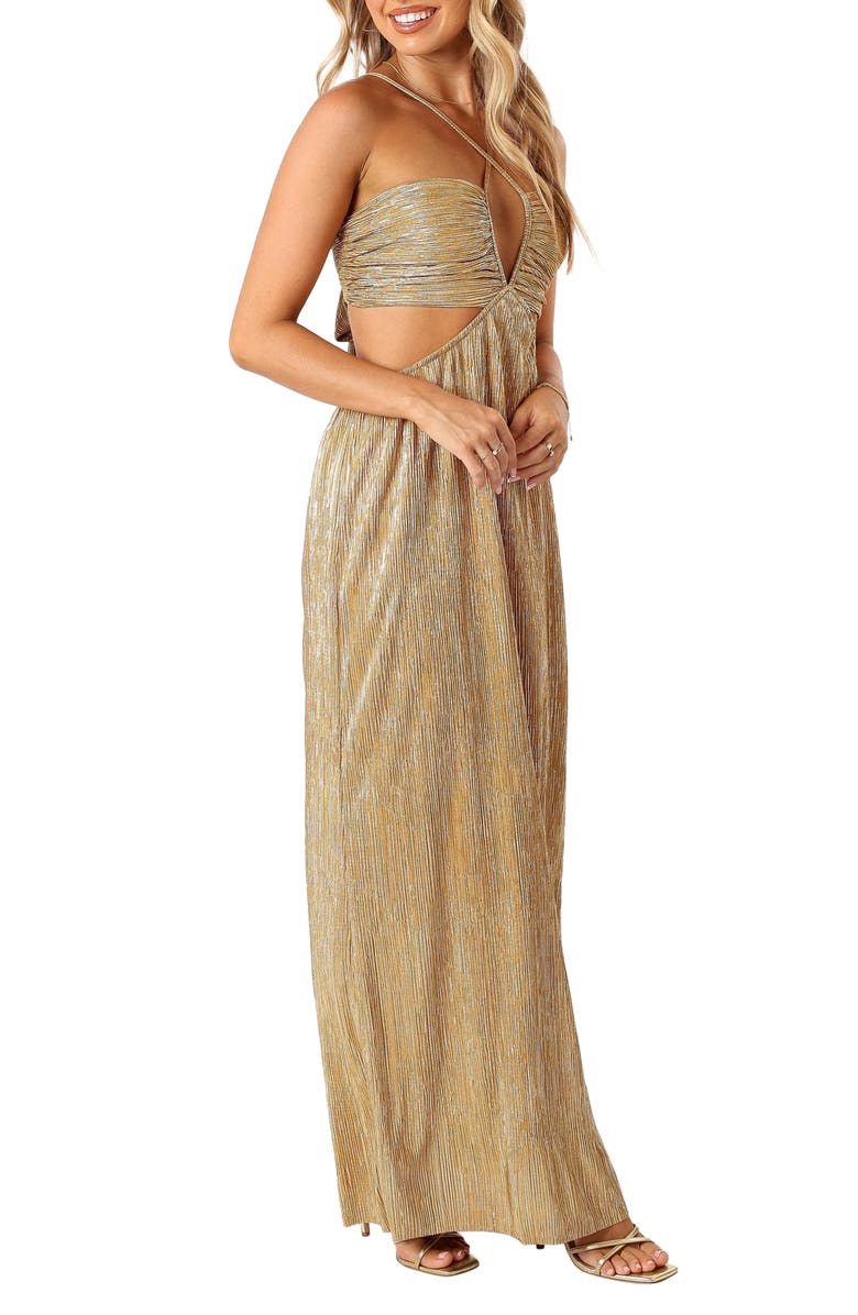 Petal & Pup Beyz Plissé Maxi Dress, Alternate, color, Gold