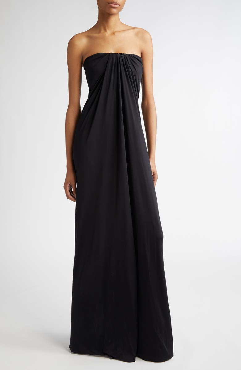 FERRAGAMO Strapless Draped Jersey Gown, Main, color,
