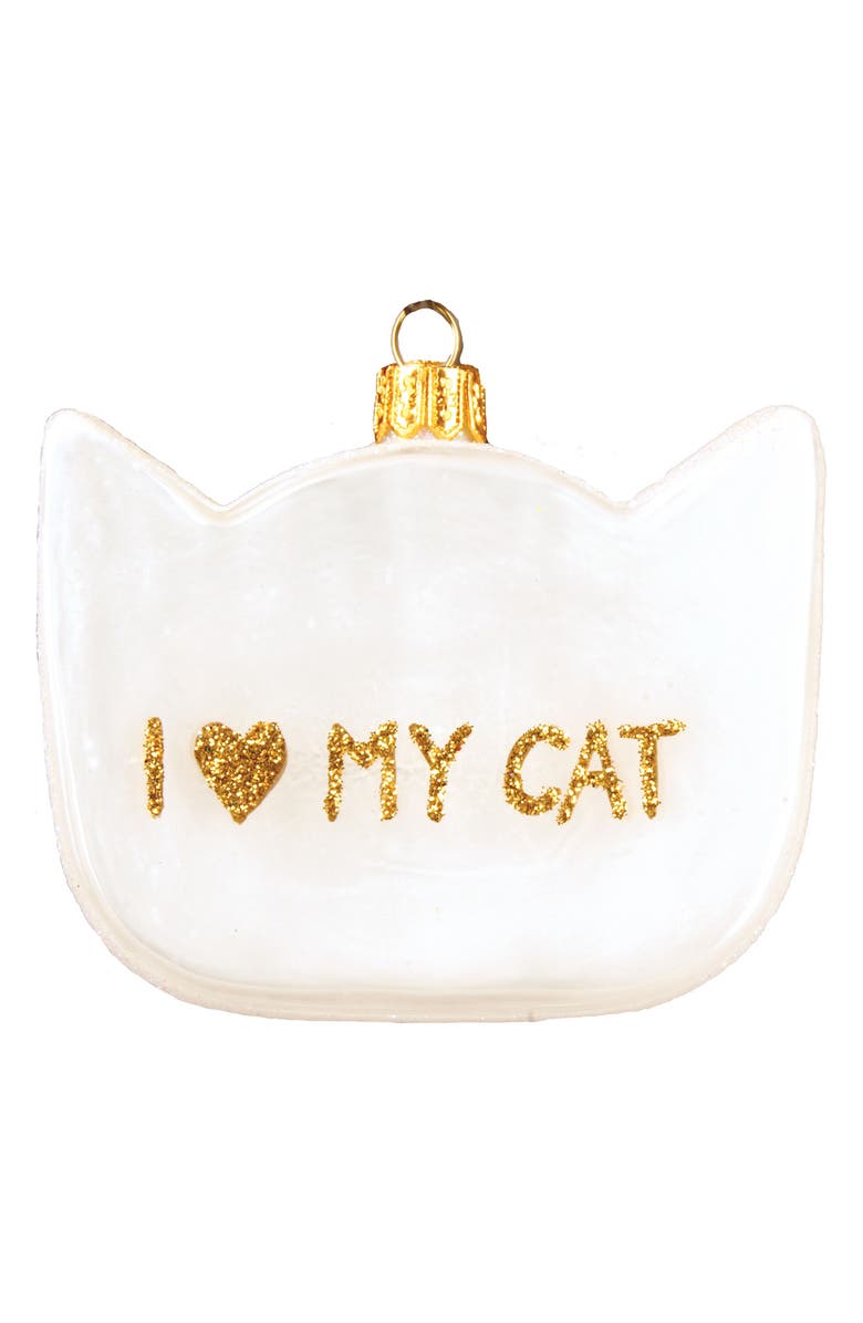 Nordstrom Cat Love Handblown Glass Ornament, Alternate, color,