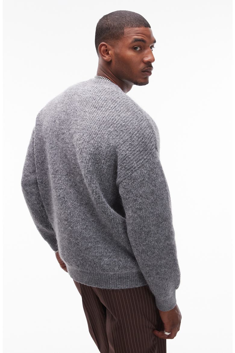 Relaxed Fit Brushed Cardigan, Alternate, color, GREY