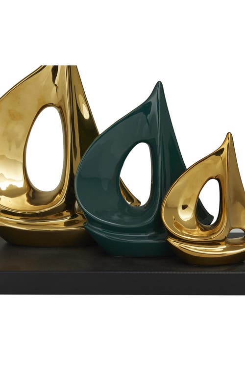 Uma Contemporary Sailboat Statue In Gold