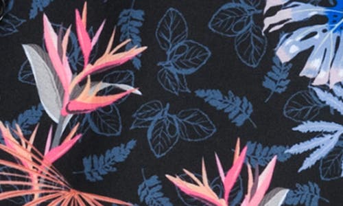 Construct Slim Fit Monstera Leaves Camp Shirt In Black