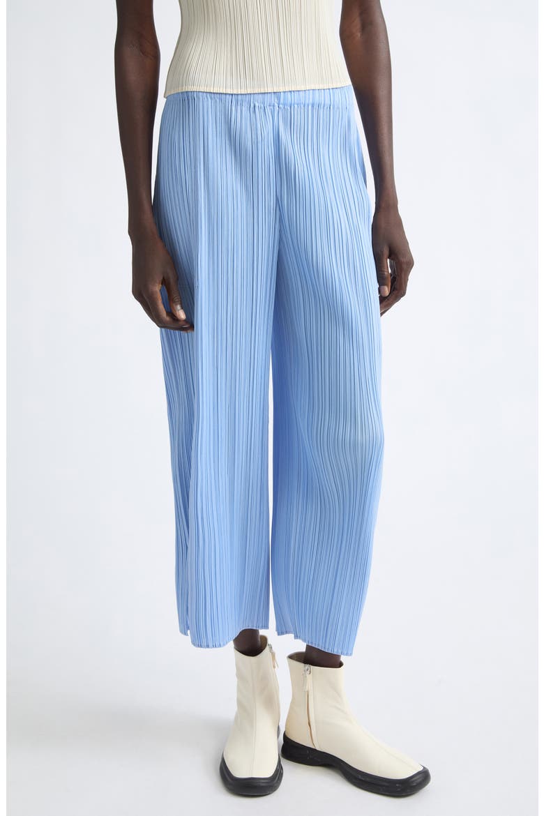 Monthly Colors August Pleated Crop Straight Leg Pants, Main, color, LIGHT BLUE