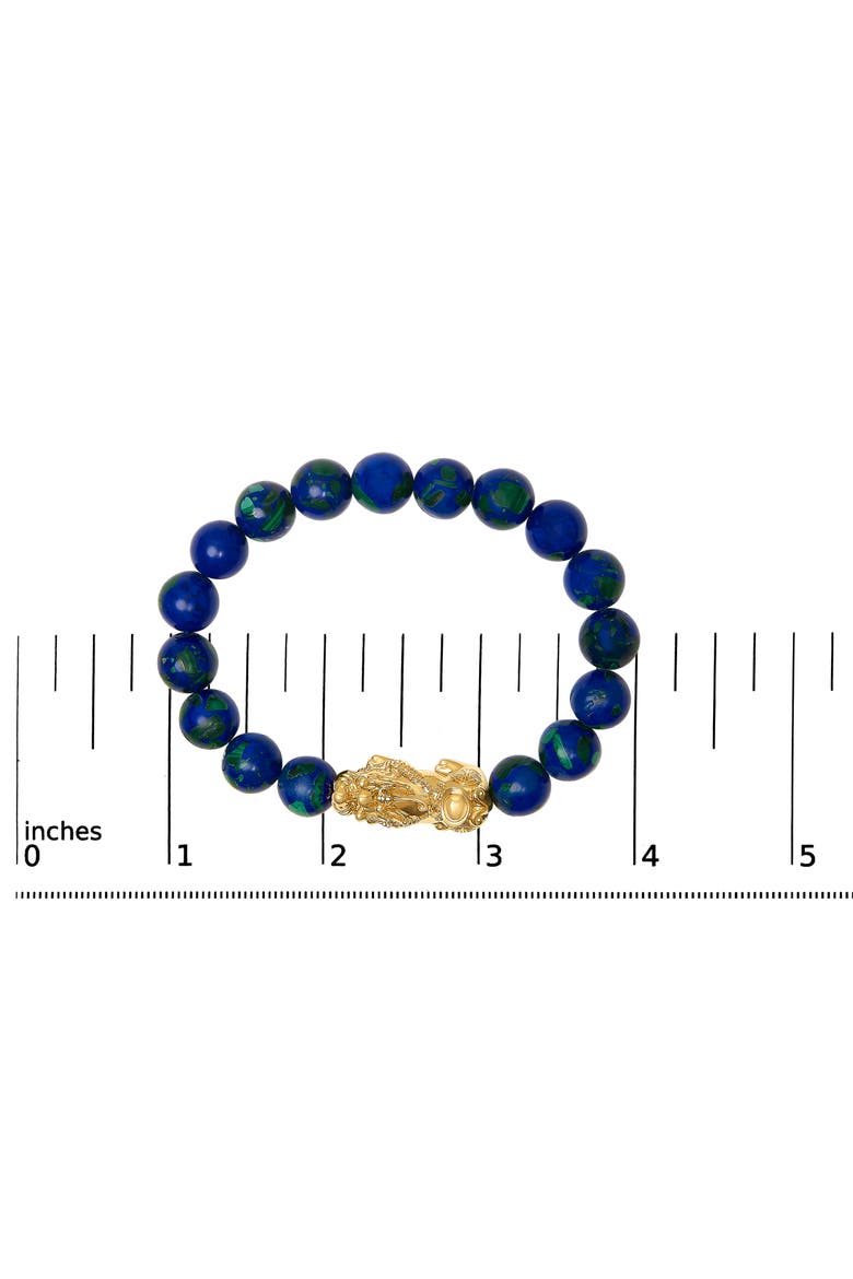 18K Yellow Gold Azurite Beaded Dragon Charm Bracelet, Alternate, color, Yellow Gold