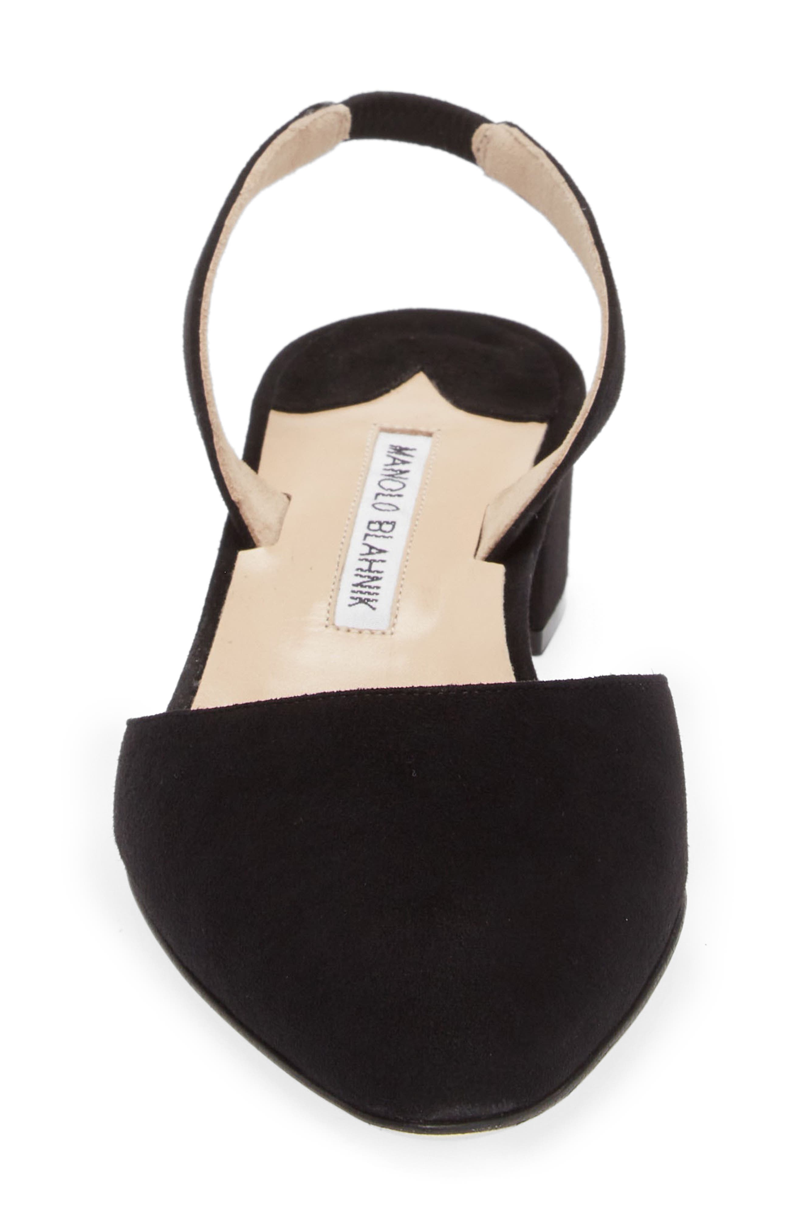 Manolo Blahnik Aspro Block Heel Slingback Suede Pump, Alternate, color, Black