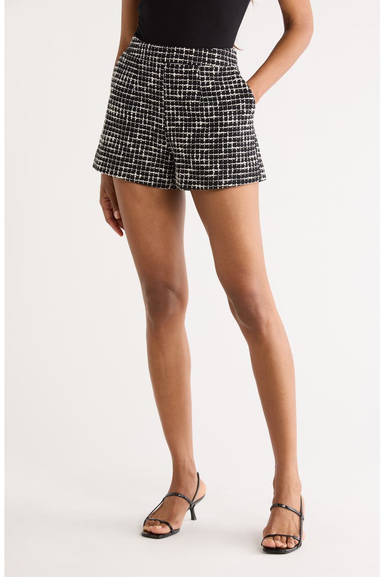 Ashton Tweed Shorts, Main, color, BLACK/ ECRU