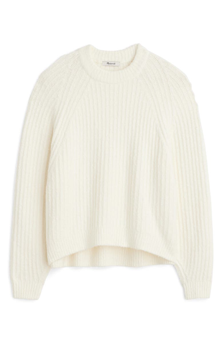 Madewell Ribbed Cotton Blend Sweater, Main, color, Winter White