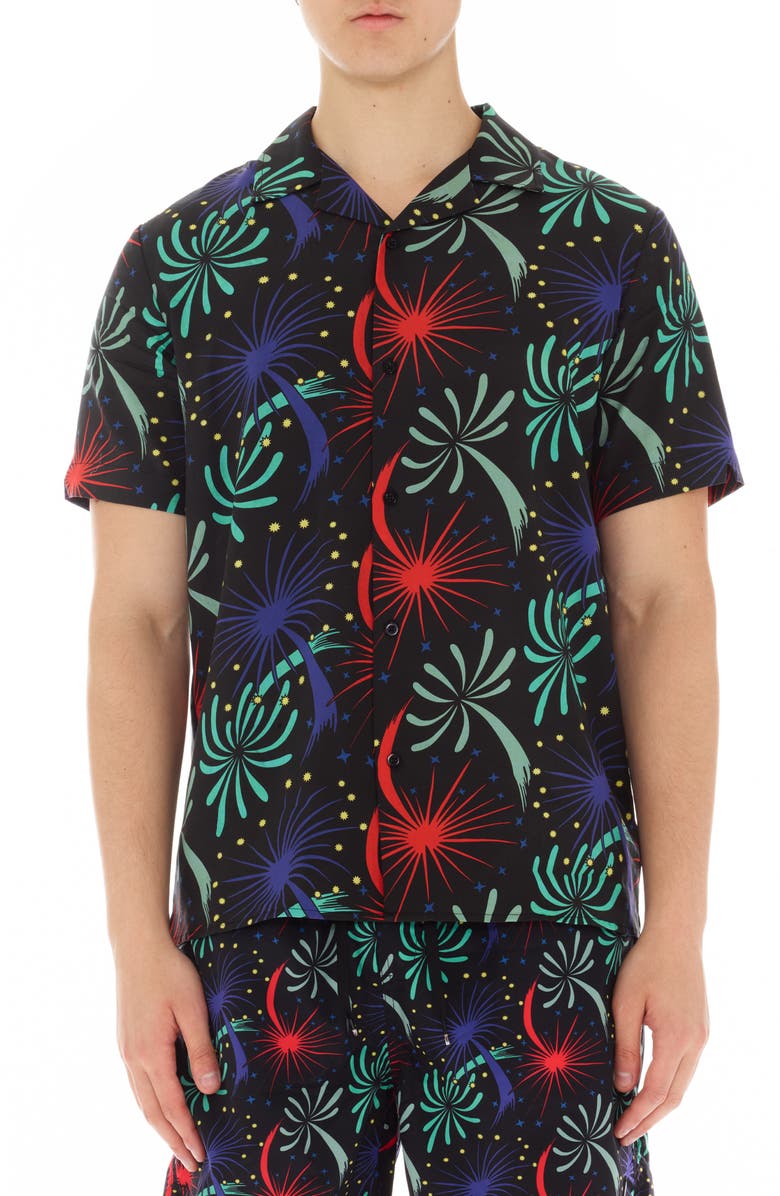 Cult of Individuality Fireworks Cotton Camp Shirt, Main, color, 