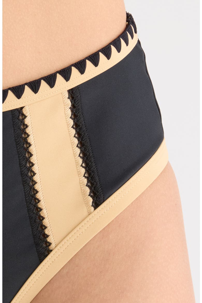 Mallory Embroidered Bikini Bottoms, Alternate, color, BLACK COLORBLOCK