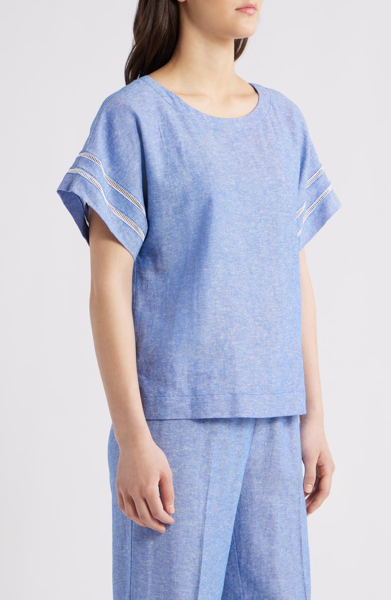 Anne Klein Dolman Sleeve Top, Alternate, color, Santorini Blue/ Brt Wht