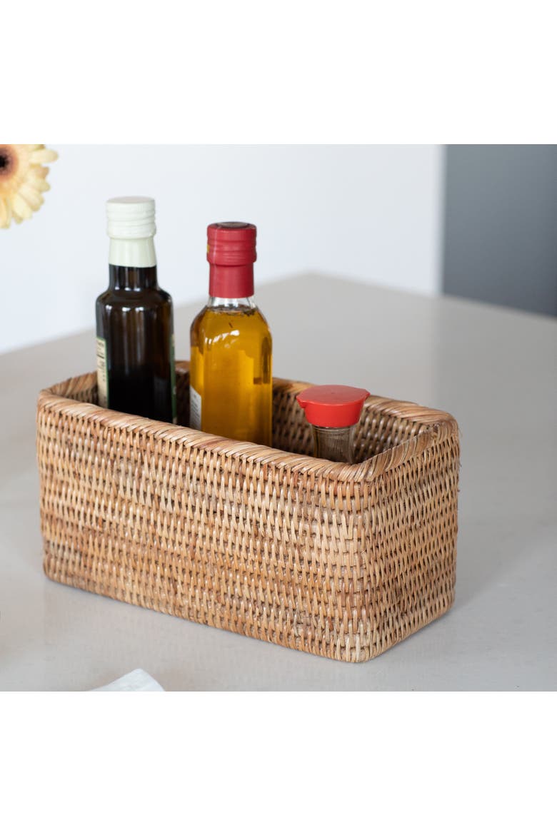 Artifacts Rattan Rectangular Everything Basket, Alternate, color, Honey Brown
