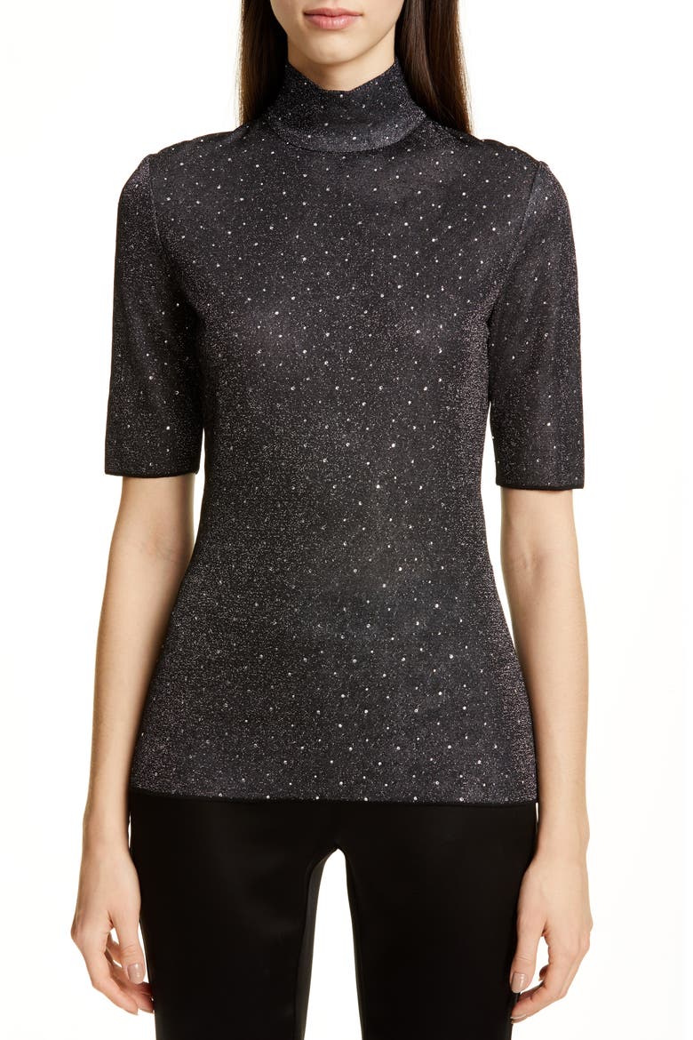 Diamond Sparkle Knit Sweater, Main, color, CAVIAR