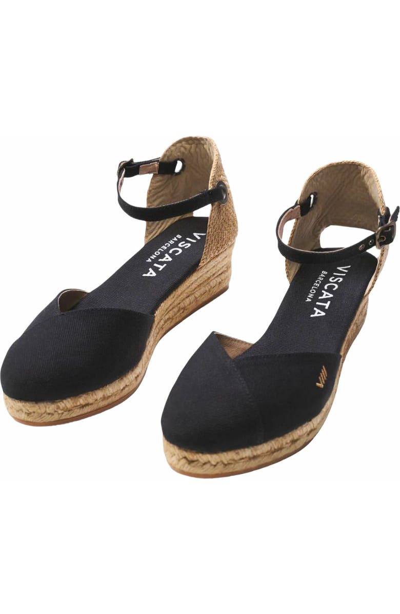 VISCATA Pubol Canvas Espadrille Wedges, Alternate, color, Black