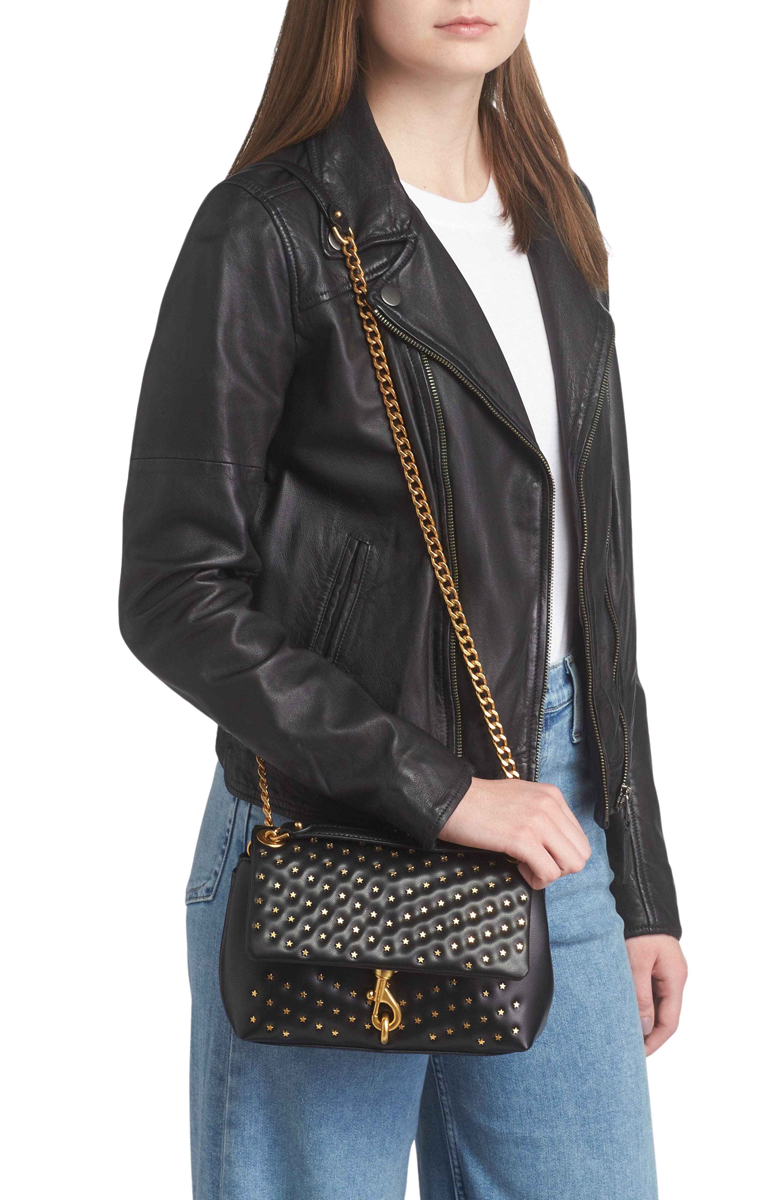 Rebecca Minkoff Edie Stud Quilted Leather Convertible Crossbody Bag, Alternate, color, 