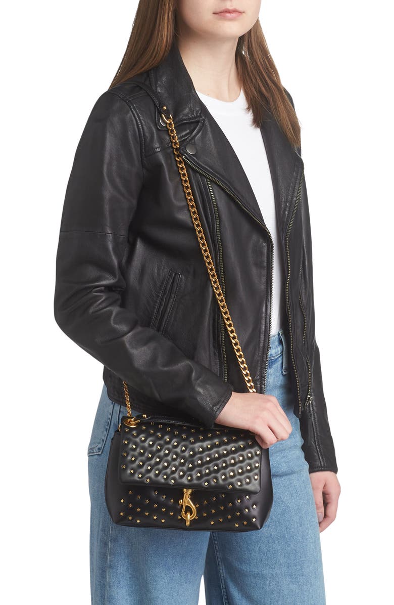 Rebecca Minkoff Edie Stud Quilted Leather Convertible Crossbody Bag, Alternate, color,
