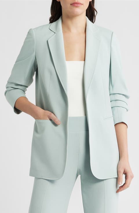 Scrunch Sleeve Open Front Jacket