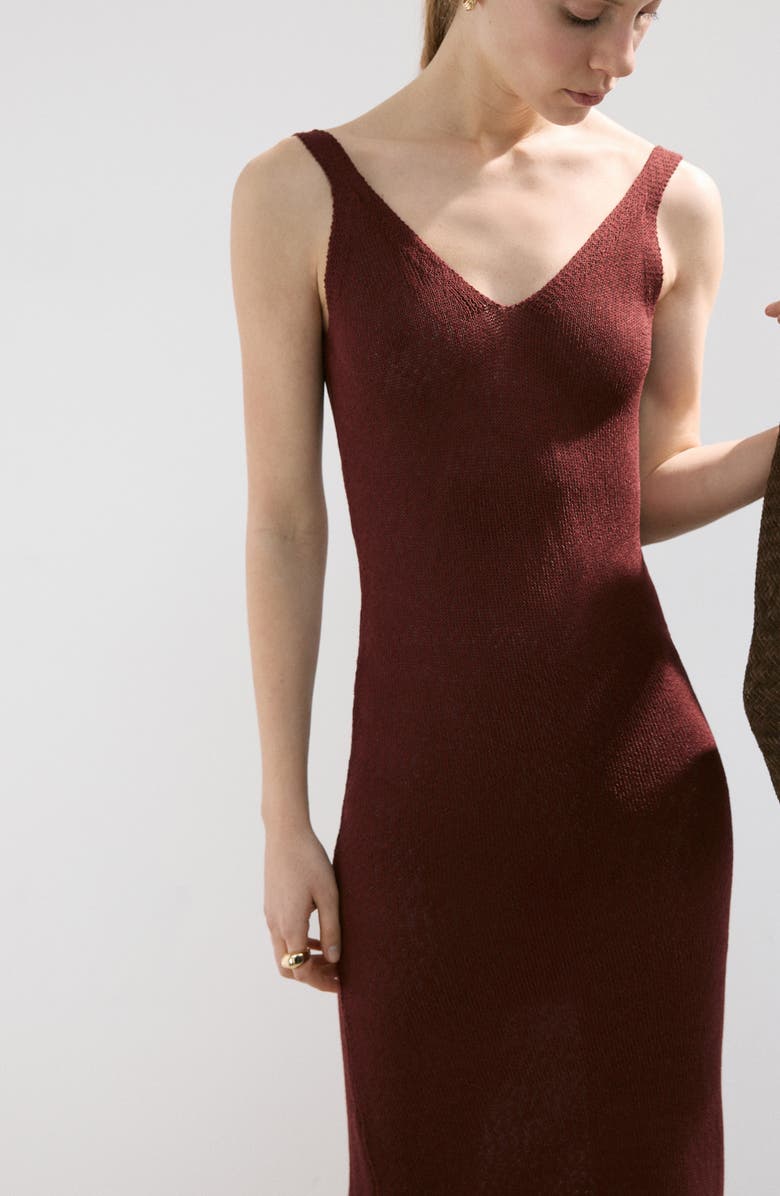 MANGO V-Neck Knit Midi Dress, Alternate, color, 