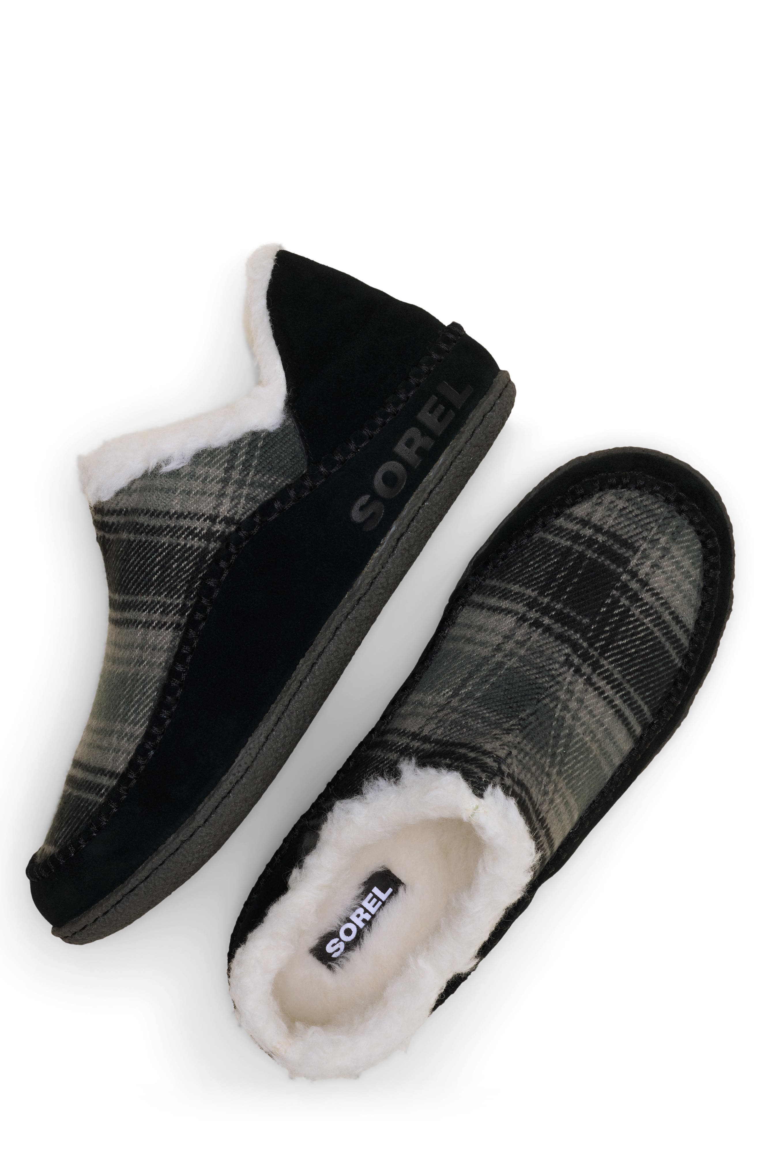 SOREL Manawan II Faux Fur Lined Slipper, Alternate, color, Black/ Grill
