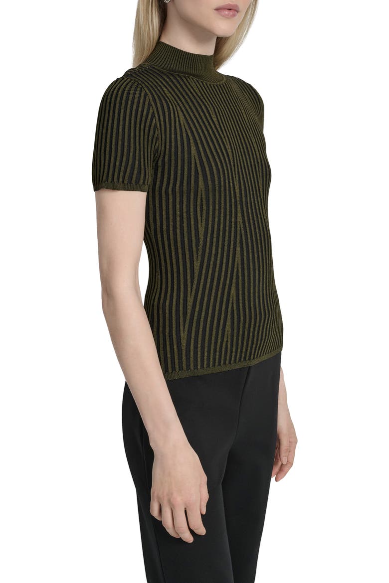 Mock Neck Knit Top, Alternate, color, DARK OLIVE/ BLACK