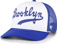 '47 Men's '47 White Brooklyn Dodgers Cooperstown Collection Foam Front Script Trucker Snapback Hat