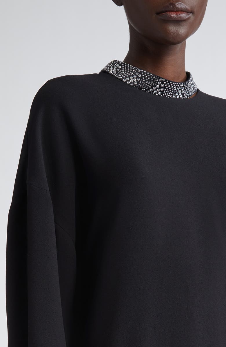 ST. JOHN Satin Trim Long Sleeve Dress, Alternate, color,