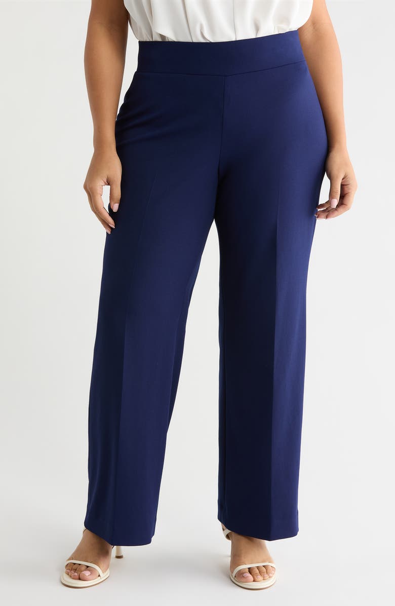 Anne Klein Wide Leg Pull-On Pants, Main, color, Distant Mountain