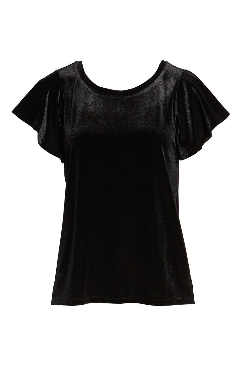 Gibson x Glam Squad Velvet Flutter Sleeve Shirt (Nordstrom Exclusive), Alternate, color, BLACK