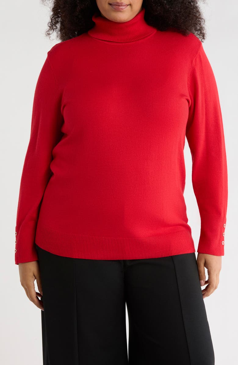 Joseph A Essential Fine Gauge Turtleneck Sweater, Main, color, Salsa