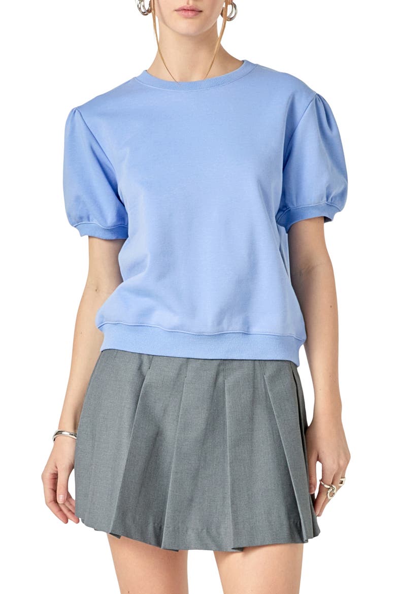 Short Sleeve French Terry Sweatshirt, Main, color, POWDER BLUE