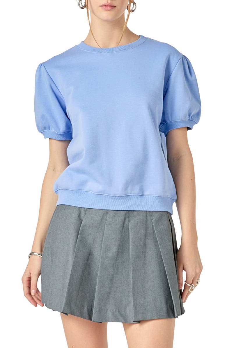 English Factory Short Sleeve French Terry Sweatshirt, Main, color, Powder Blue