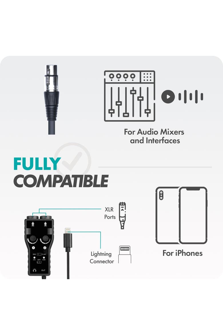 iPhone Podcast Equipment Bundle - Compatible with iPhone, iPad, iOS, Alternate, color, Black