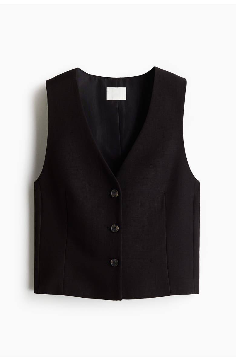 H&M Short Waistcoat, Alternate, color, Black