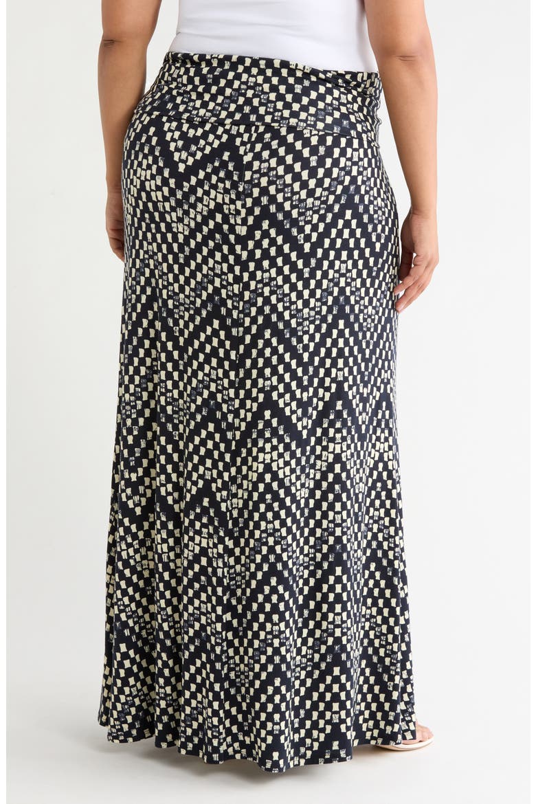 Roll Top Maxi Skirt, Alternate, color, BLACK/ IVORY