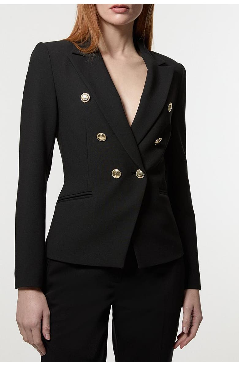 Karen Millen Tailored Button Military Blazer, Alternate, color, Black