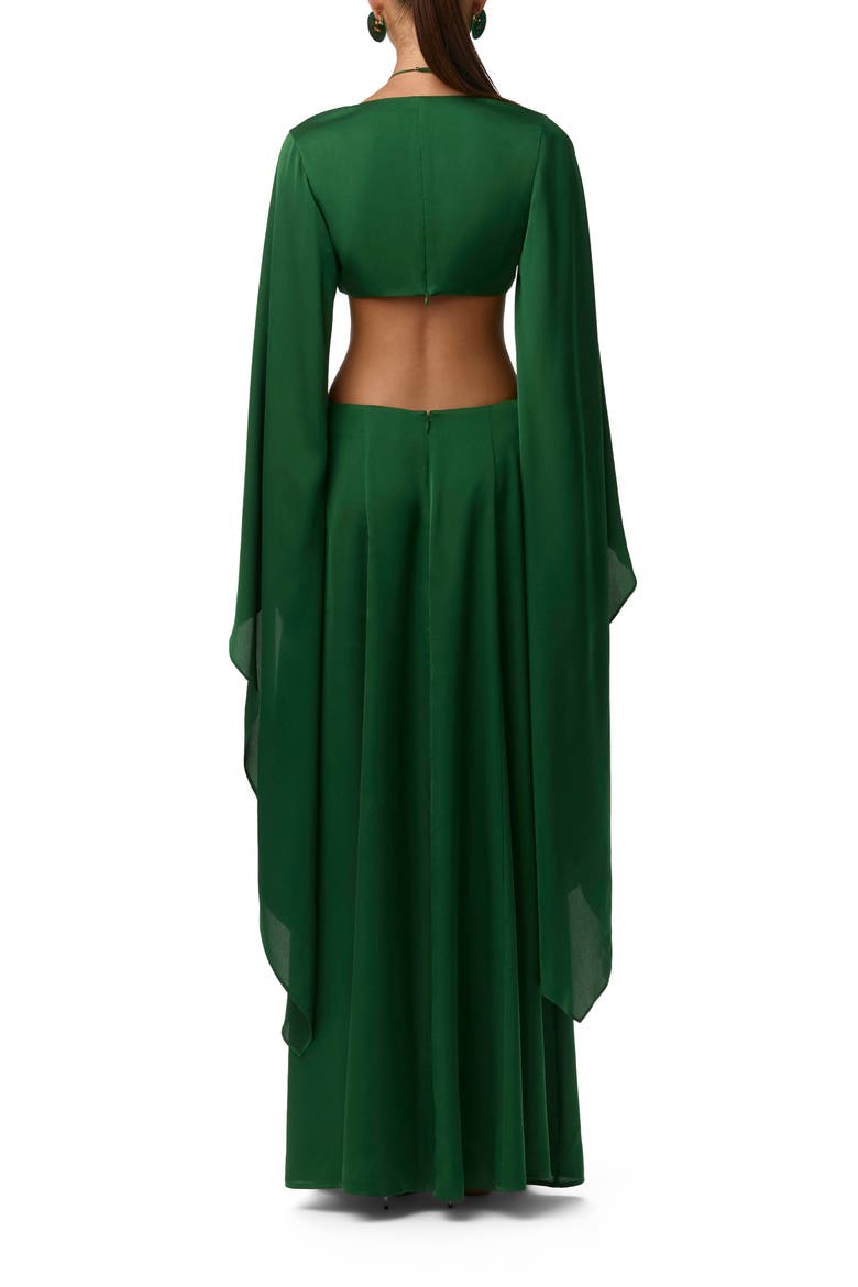 Cutout Satin Maxi Dress, Alternate, color, JADE