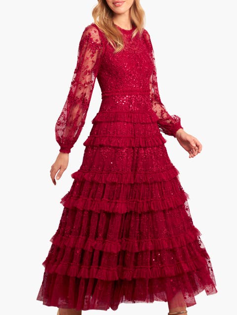 Blossom Lace Frill Layered Maxi Dress