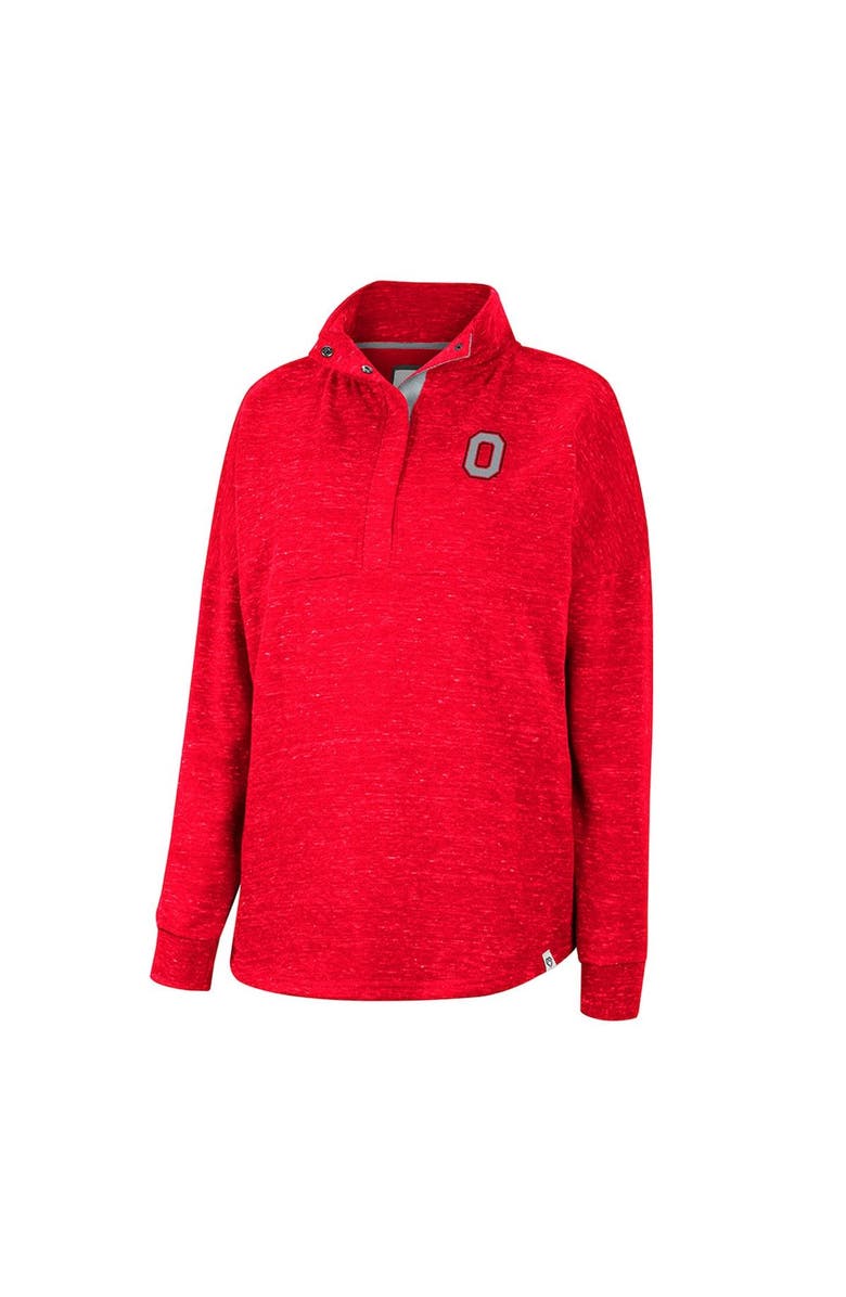 COLOSSEUM Women's Colosseum Scarlet Ohio State Buckeyes Natalie Speckled Quarter-Snap Top, Alternate, color, Scarlet