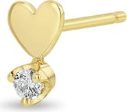 Zoë Chicco Itty Bitty Heart & Prong Diamond Single Stud Earring