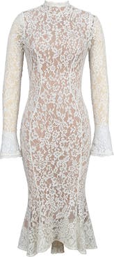 HOUSE OF CB Sophia Long Sleeve Lace Midi Dress