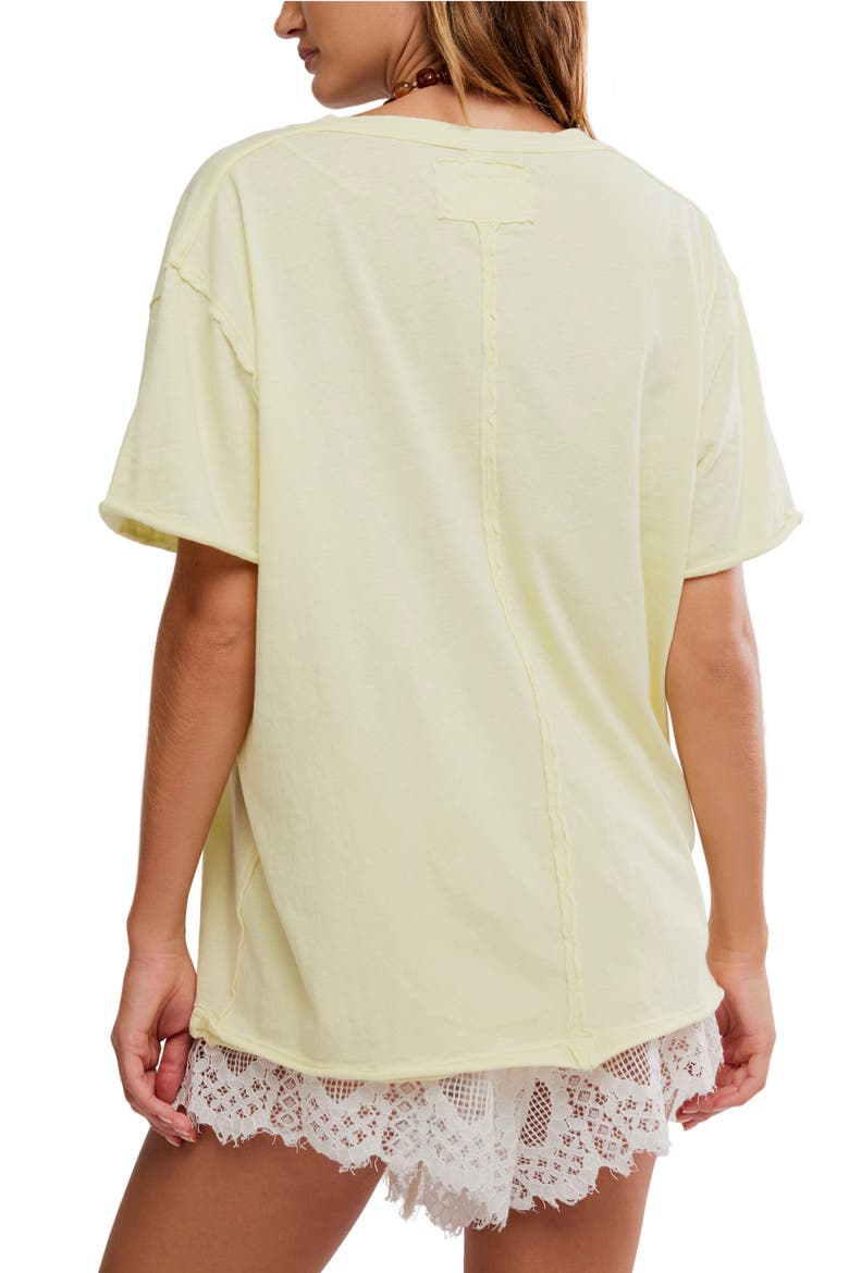Nina V-Neck Cotton T-Shirt, Alternate, color, LEMON WATER