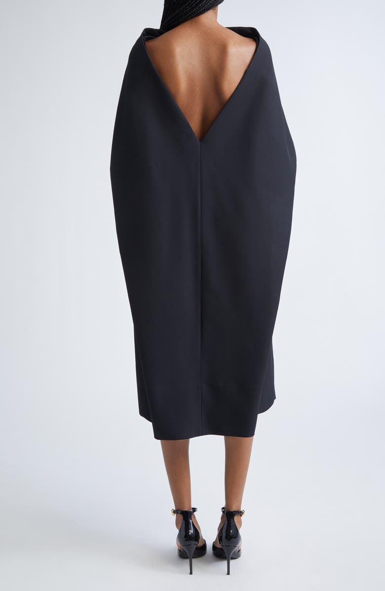 FERRAGAMO Belted Faille Cape Dress, Alternate, color, Nero