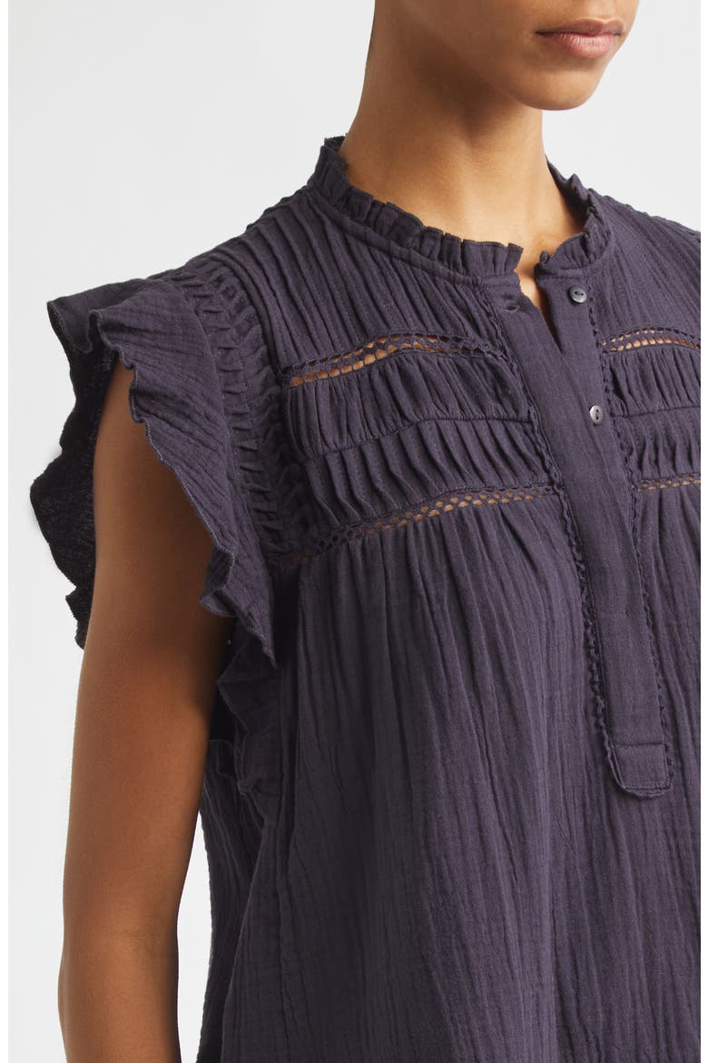 Florie Pintuck Ruffle Top, Alternate, color, NAVY