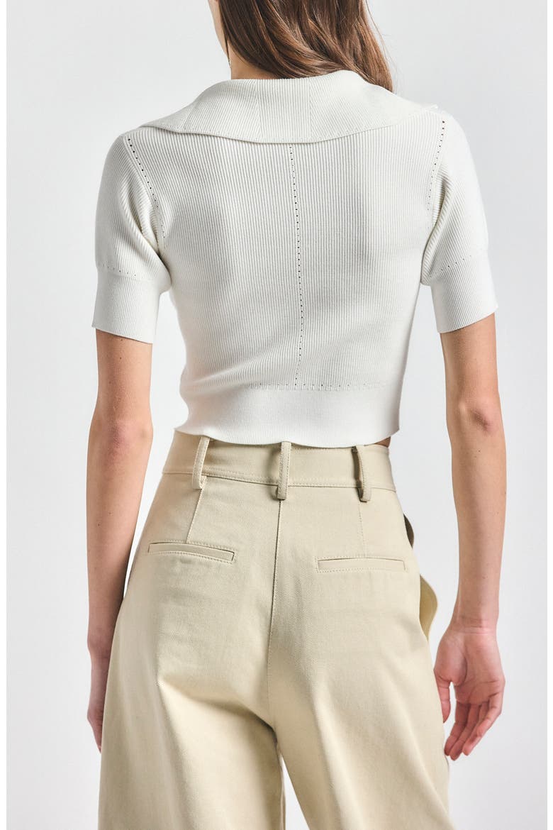 Antonella Compact Knit Polo, Alternate, color, MARSHMALLOW